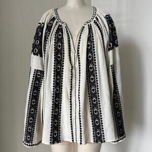 THE GREAT. The Journey embroidered cotton-gauze top SZ 3